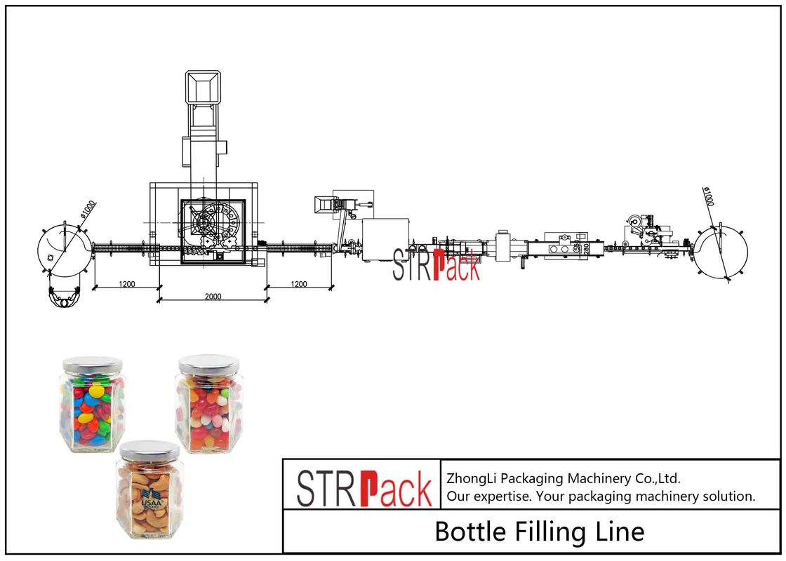 Granule Weighing Candy Filling Machine Line With Induction Cap Sealing Machine 