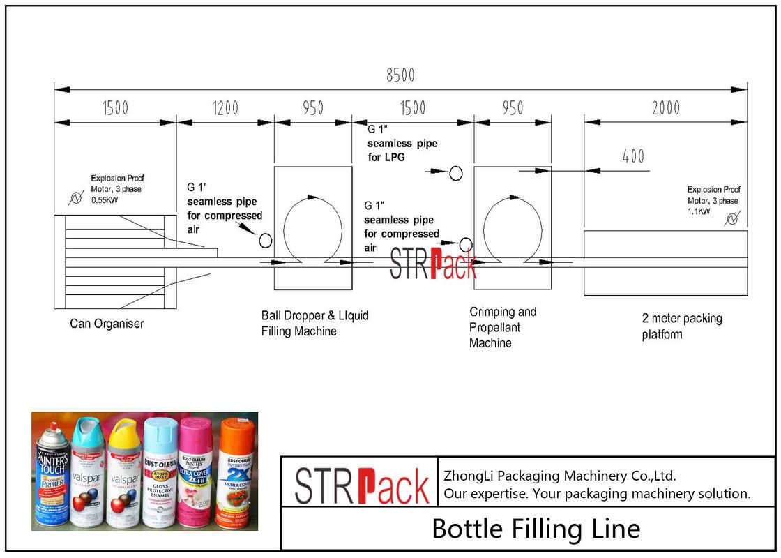 High Performance Bottle Filling Line / Aerosol Paint Can Filling Machine Line