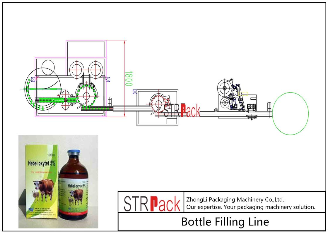 Veterinary Medicine Liquid Bottle Filling Line / Corrosive Liquid Filling Machine Line