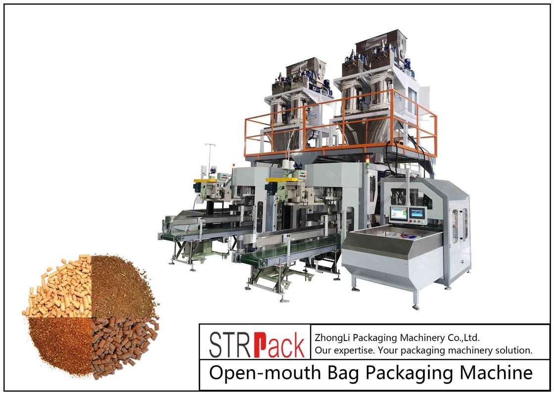 50kg Pellet Powder bag packing Machine For Salt Grain Pet Food Fish Feed