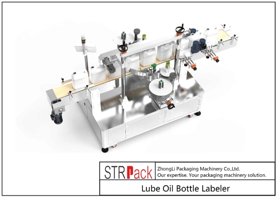 Lube Oil Bottle Labeling Machine Front Back Two Sides