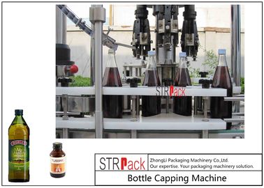 Rotary 4 Head Aluminium Bottle Cap Machine For Syrup / Olive Oil Screw Thread Cap