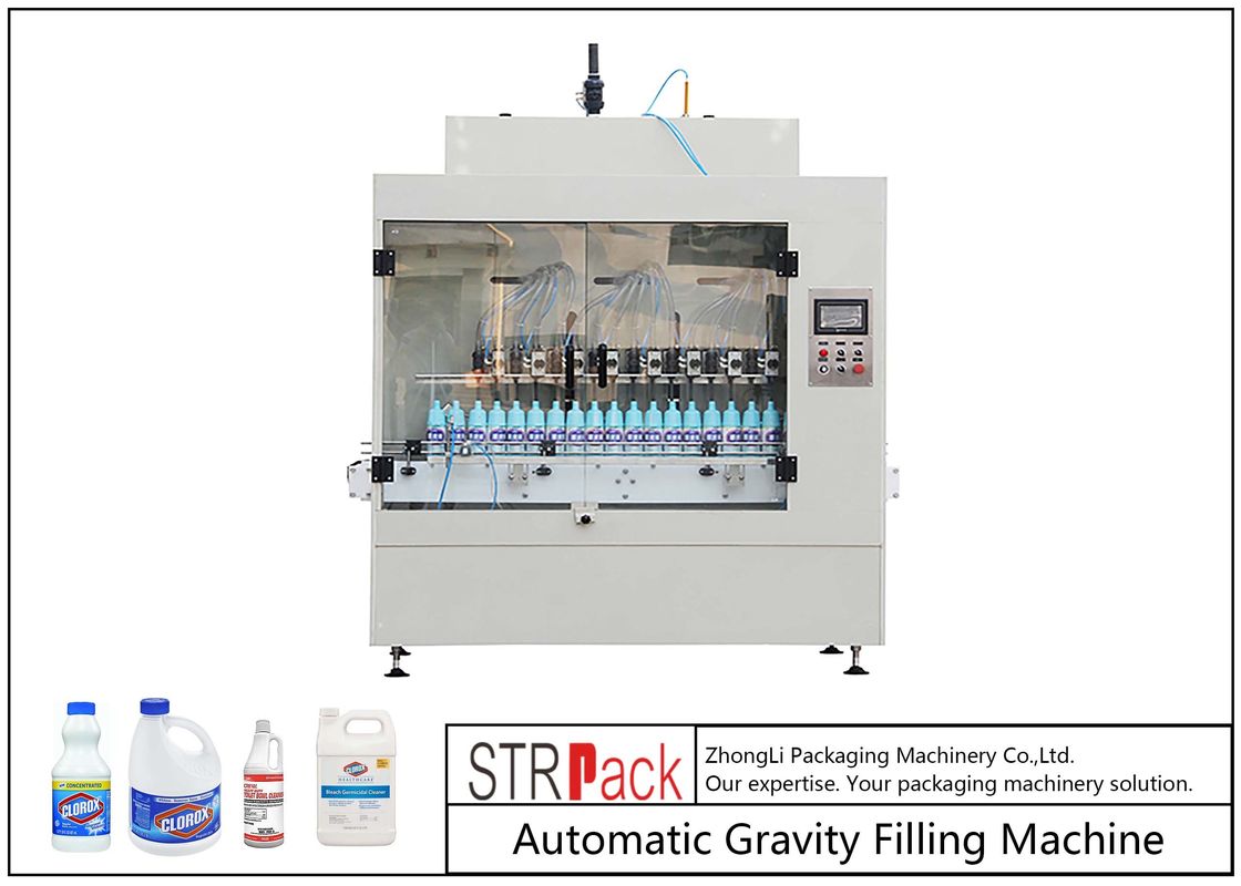 Automatic Gravity Bottle Filling Machine For Toilet Cleaner / Corrosive Liquid 500ml-1L