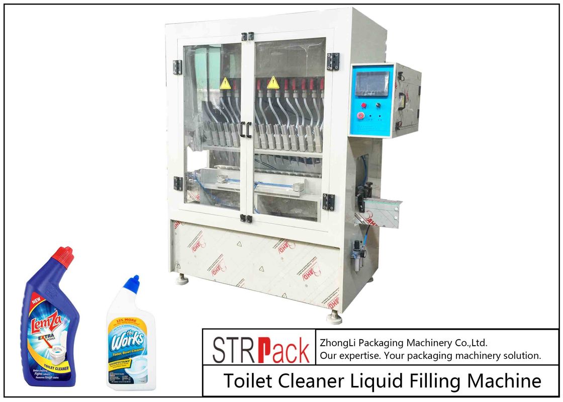High Accuracy Automatic Liquid Filling Machine Vertical High Tech Filler For Bleach / Acid