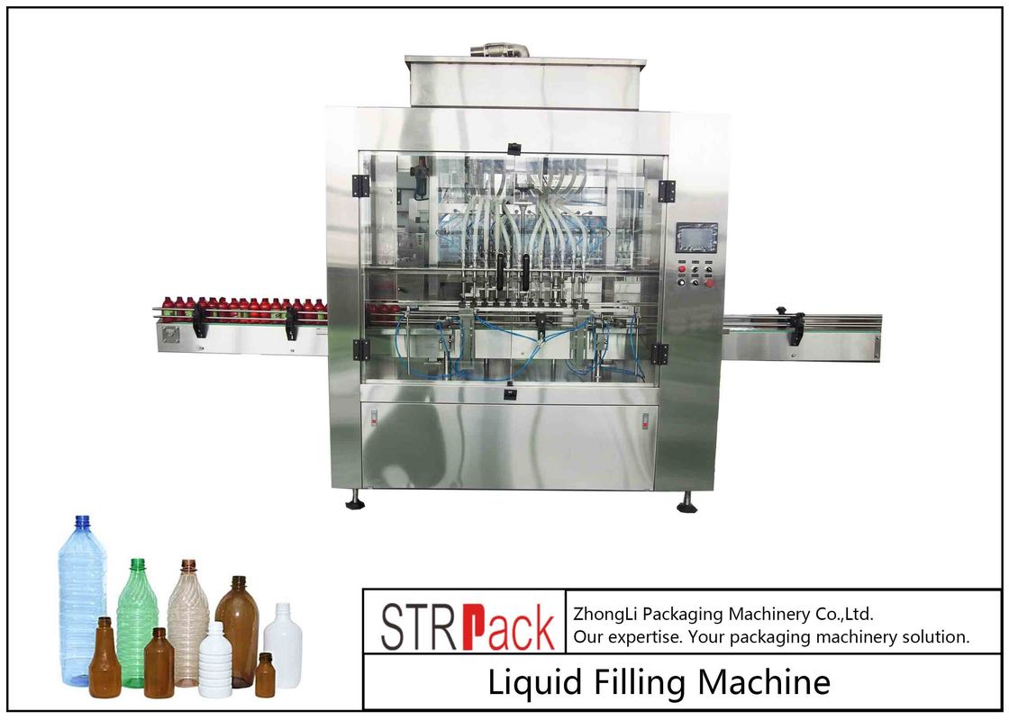 PLC Control Timed Fully Automatic Liquid Filling Machine 16 Heads For Farm Chemicals
