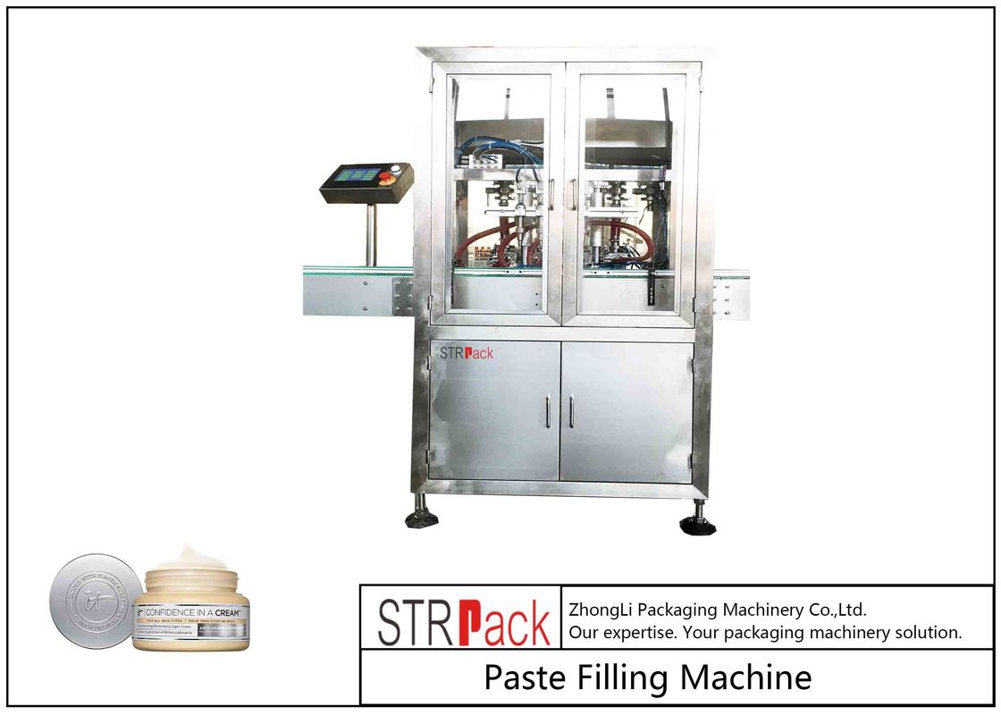 Servo Motor Control Paste Filling Machine , 5g-100g Jar Cosmetic Cream Filling Machine