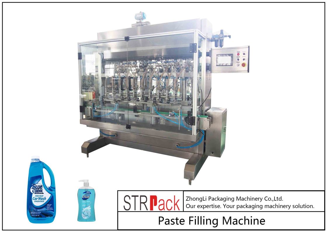 10 Head Paste Filling Machine Wide Filling Range For Low / High Viscosity Fluids