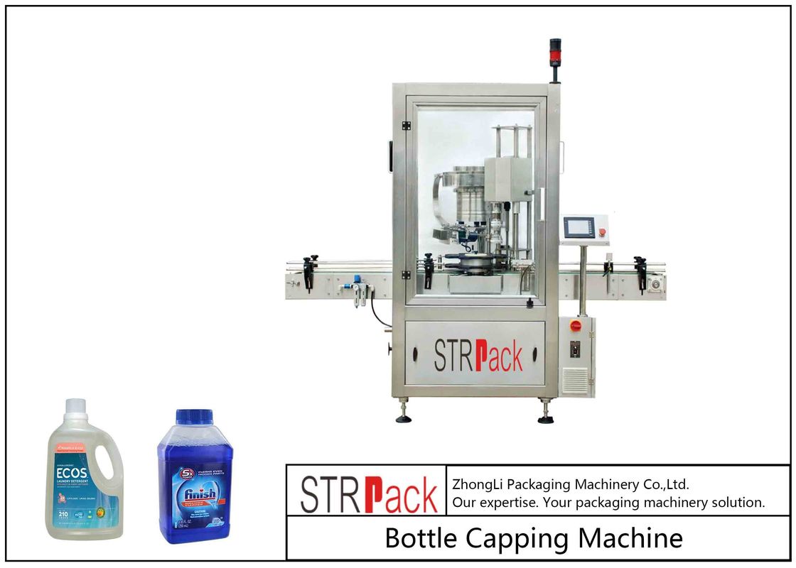 PLC Control Single Head Rotary Capping Machine 50 CPM Speed With Servo Motor Driven