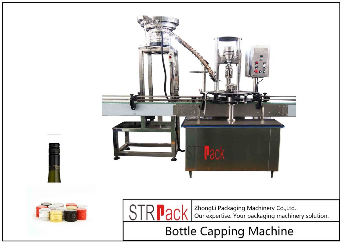 One Heads Bottle Capping Machine / ROPP Aluminum Screw Cap Crimping Machine