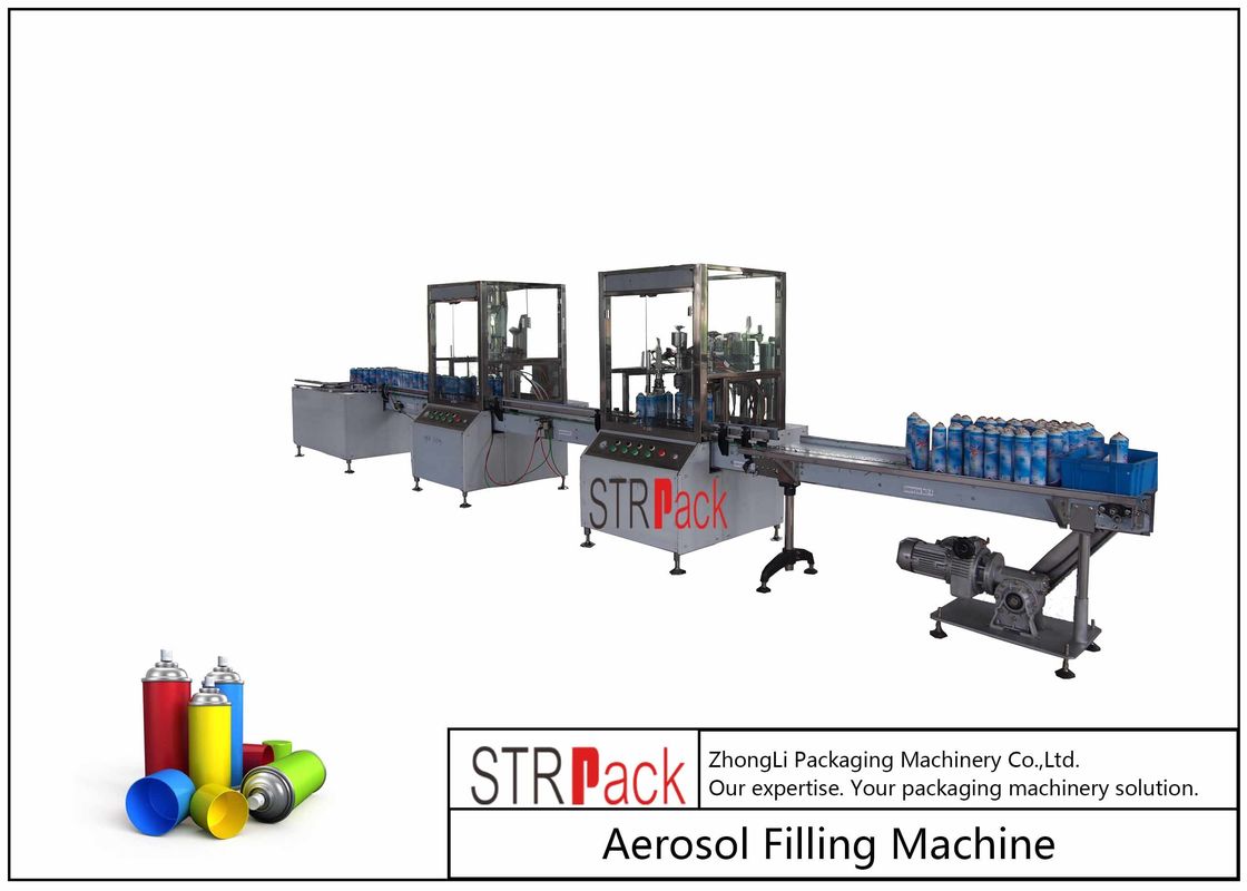 52mm-65mm Aerosol Filling Line With Aerosol Spray Filling Machine And Automatic Ball Dropper