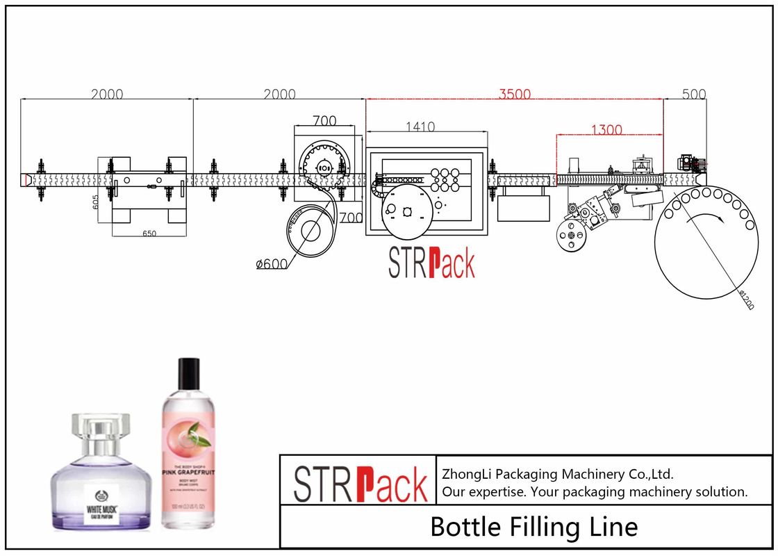 Automatic High Speed Bottle Filling Line PLC Control For Fragrance / Aromathera