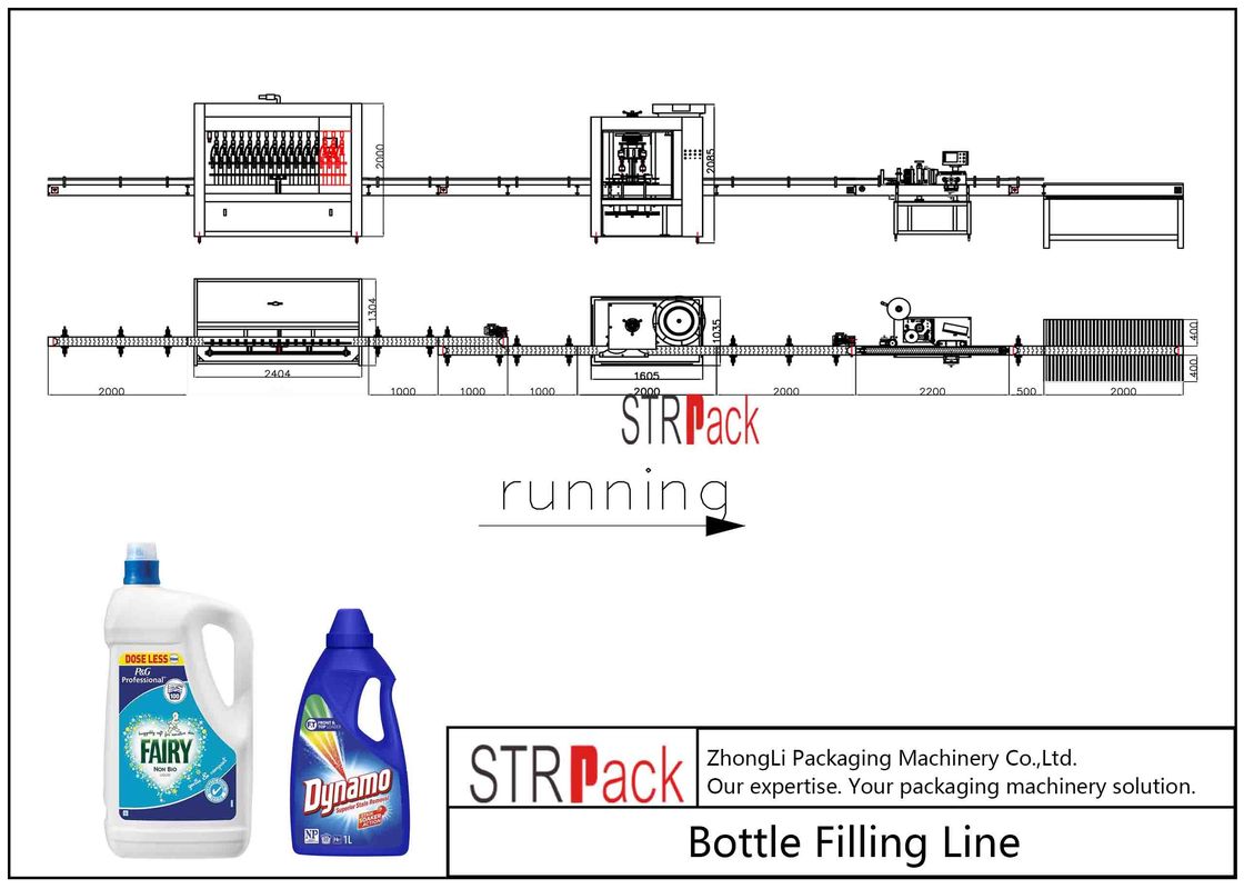 PLC Control Laundry Detergent Filling Machine Line With High Production Efficiency