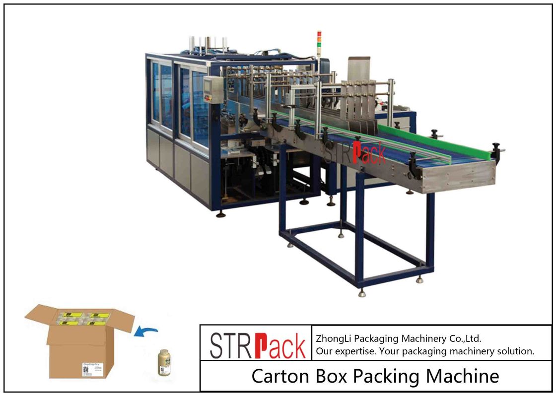 Liquid Filling Line Carton Packing Machine For 250ML-2L Round Bottle Carton Packaging