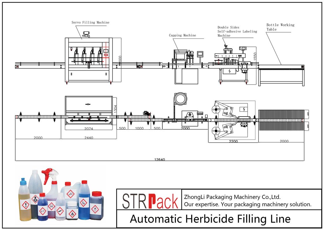 Beverage / Food Bottle Filling Line Herbicide Filling Line High Efficiency
