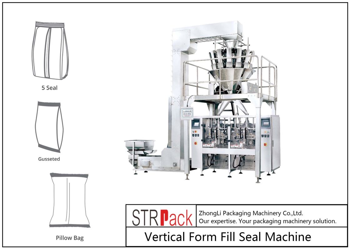Multifunctional Granule Packing Machine 10 - 500g Filling Range 180 - 420mm Film Roll Width With Multi-Head Combination