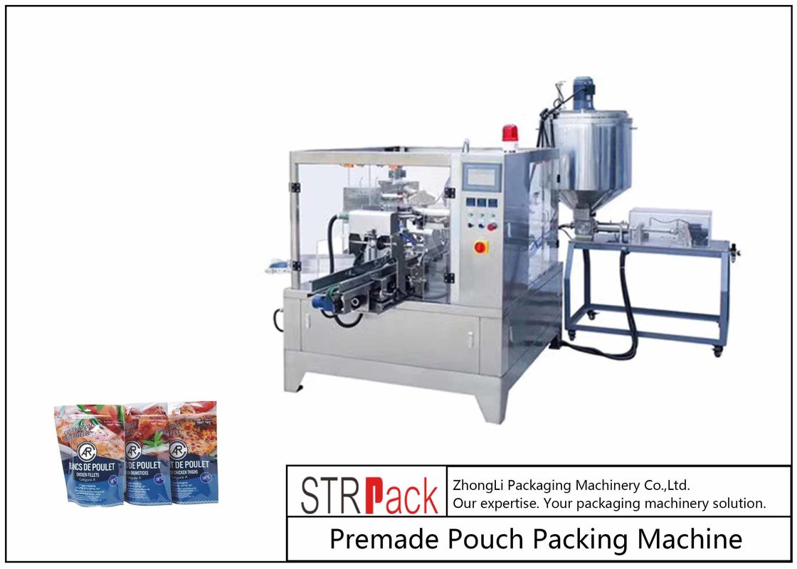 300ml-3L Liquid Premade Pouch Packing Machine For Doypack Bag 1.5 KW Power