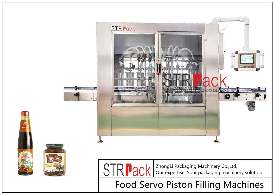 Servo Motor Driving Linear Piston Filling Machine For Shiitake Mushroom Sauce