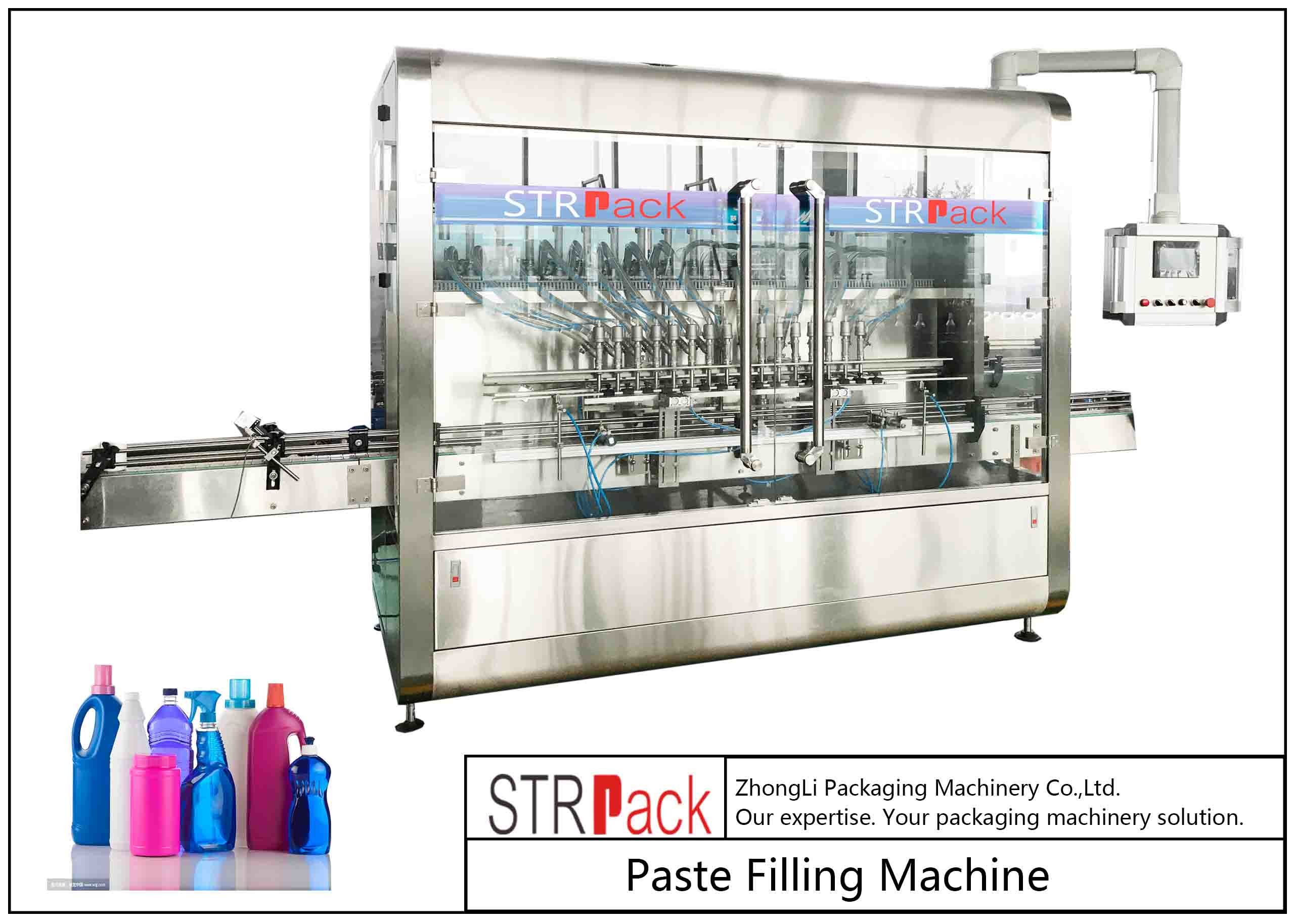 PLC Control Automatic Paste Filling Machine For 250ML-5L Liquid Soap / Lotion / Shampoo
