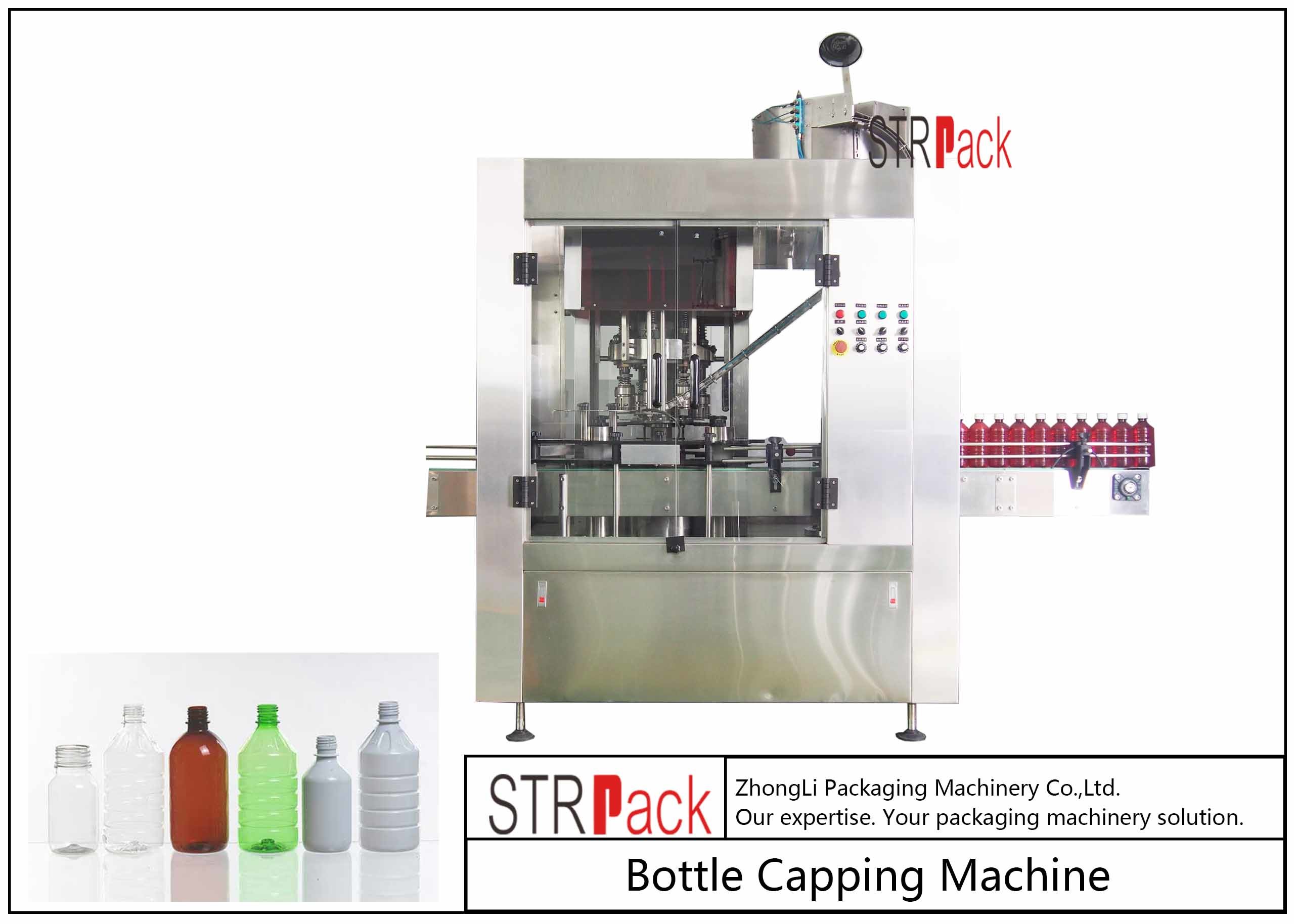 High Qualified Rate Rotary Bottle Capping Machine For 50ml-1L Pesticide Bottles 120 CPM