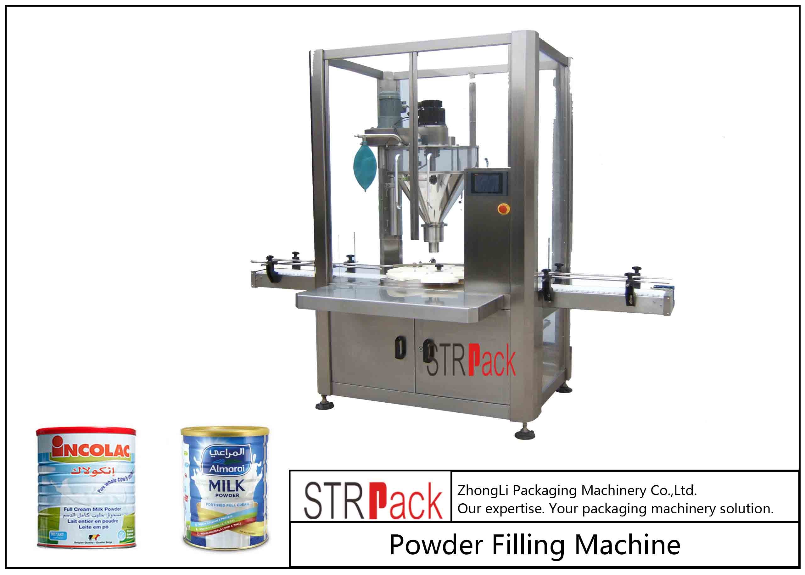 Single Head Milk Powder Packing Machine High Precision For Tin Can / Bottle