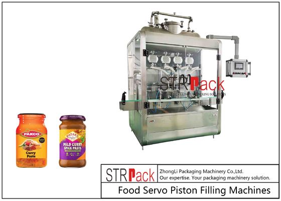 Curry Paste Sauce Food Pump Filling Machine PLC Control 8 Nozzles 20 Heads